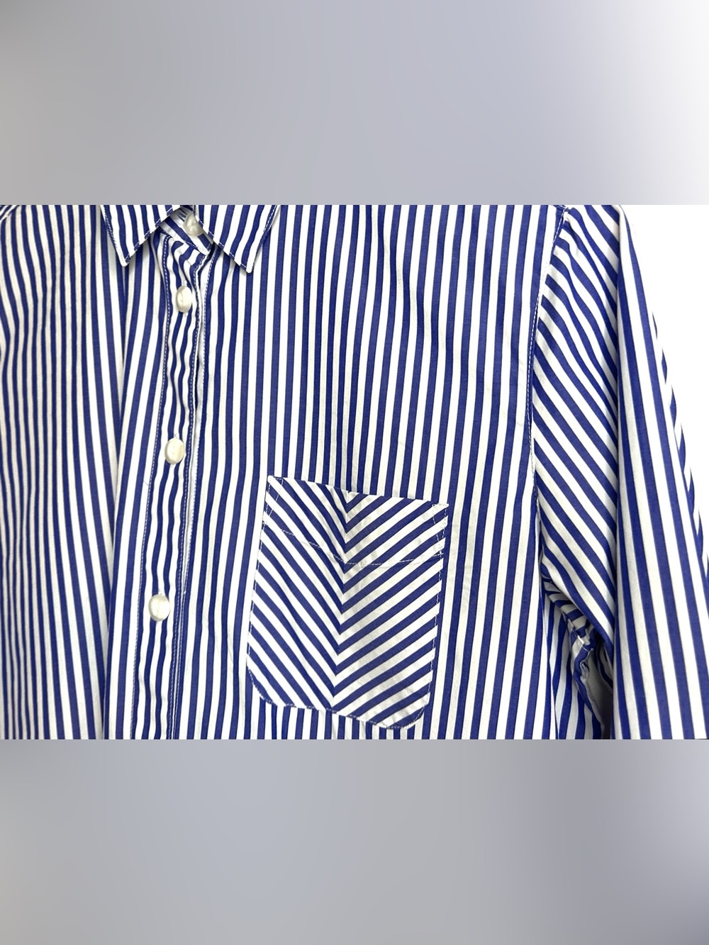 Rag & Bone oversized Maxine Poplin Blue White Stripe Button Up Shirt Sz XS - Picture 6 of 11